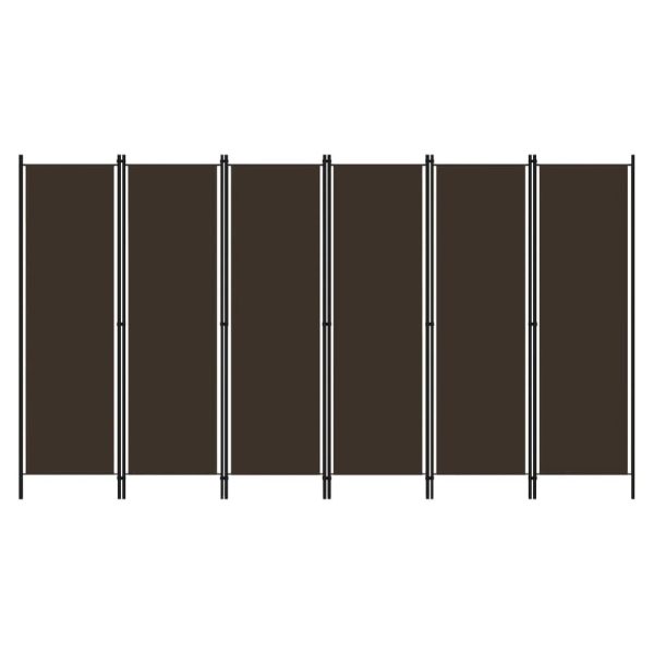 Celina Fabric 6 Panels 300cm x 180cm Room Divider In Brown | Bed Sava