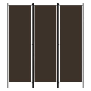 Celina Fabric 3 Panels 150cm x 180cm Room Divider In Brown | Bed Sava