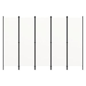 Celina Fabric 5 Panels 250cm x 180cm Room Divider In White | Bed Sava