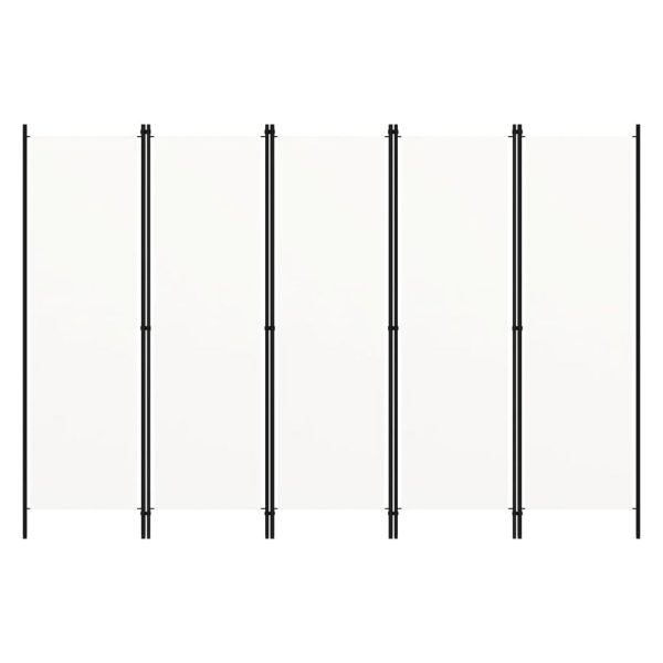 Celina Fabric 5 Panels 250cm x 180cm Room Divider In White | Bed Sava