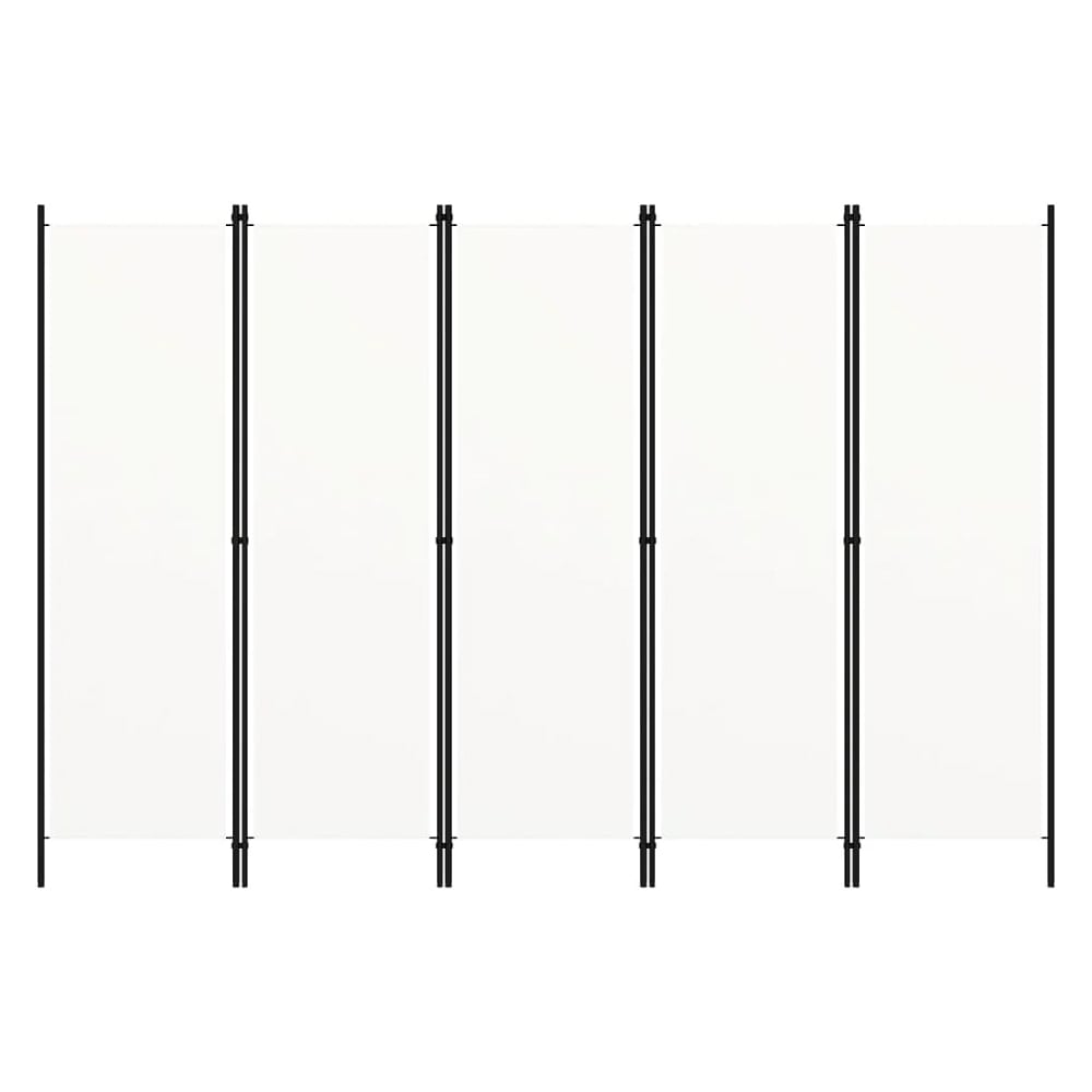 Celina Fabric 5 Panels 250cm x 180cm Room Divider In White