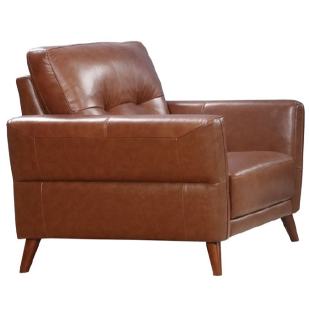 Celina Leather 1 Seater Sofa With Tapered Legs In Saddle