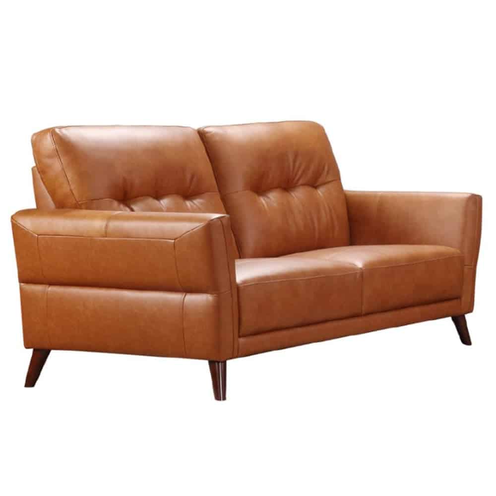 Celina Leather 2 Seater Sofa With Tapered Legs In Tan