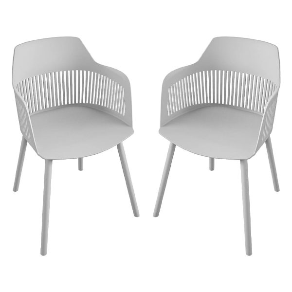 Celina Light Grey Resin Bistro Dining Chairs In Pair | Bed Sava