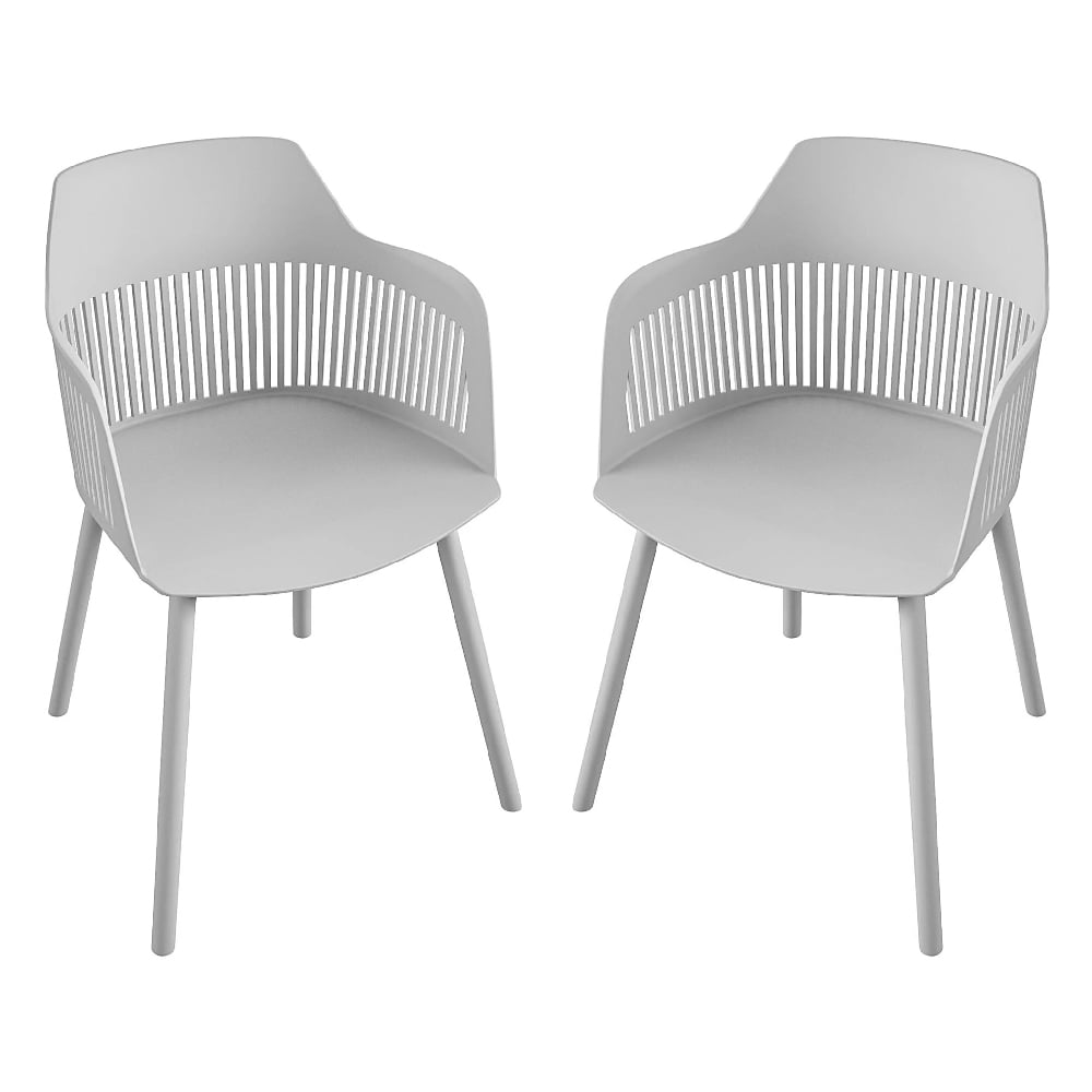 Celina Light Grey Resin Bistro Dining Chairs In Pair