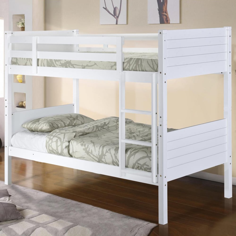 Celina Wooden Bunk Bed With Ladder In White