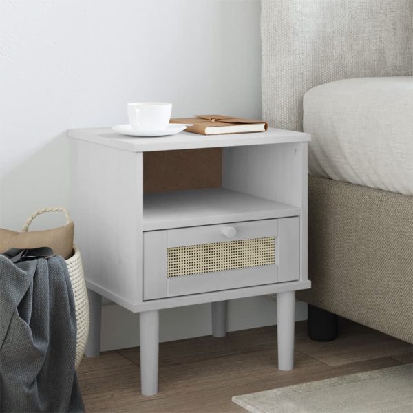 Celle Pinewood Bedside Cabinet With 1 Drawer In White | Bed Sava