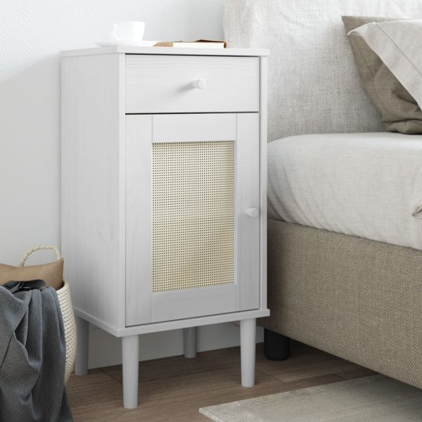 Celle Pinewood Bedside Cabinet Tall 1 Door 1 Drawer In White | Bed Sava