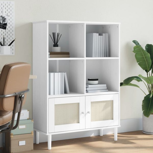 Celle Pinewood Bookcase With 4 Shelves In White | Bed Sava