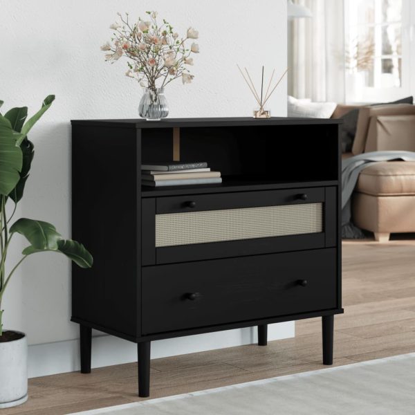 Celle Pinewood Sideboard With 2 Drawers In Black | Bed Sava