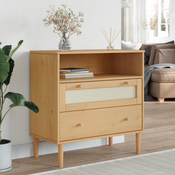 Celle Pinewood Sideboard With 2 Drawers In Brown | Bed Sava