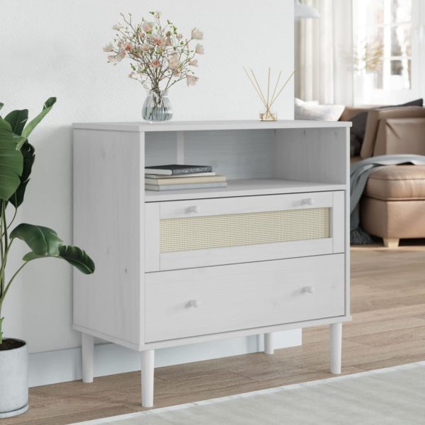 Celle Pinewood Sideboard With 2 Drawers In White | Bed Sava