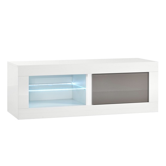 Celtic TV Stand Small In White And Grey High Gloss With LED | Bed Sava