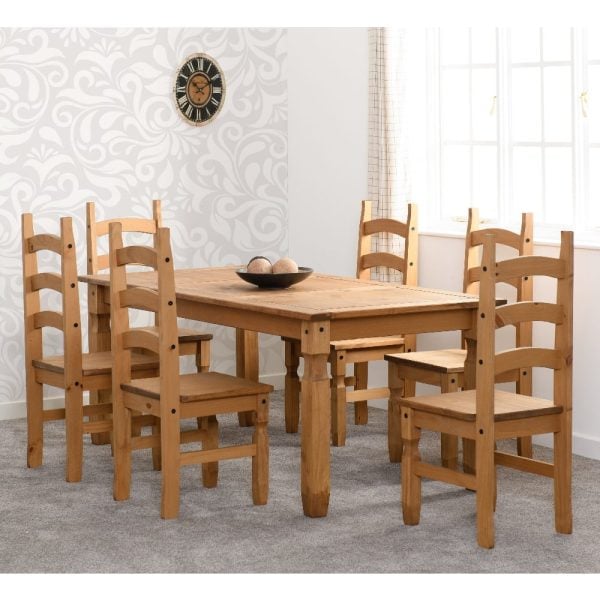 Central Rectangular Wooden Dining Table With 6 Oak Chairs | Bed Sava