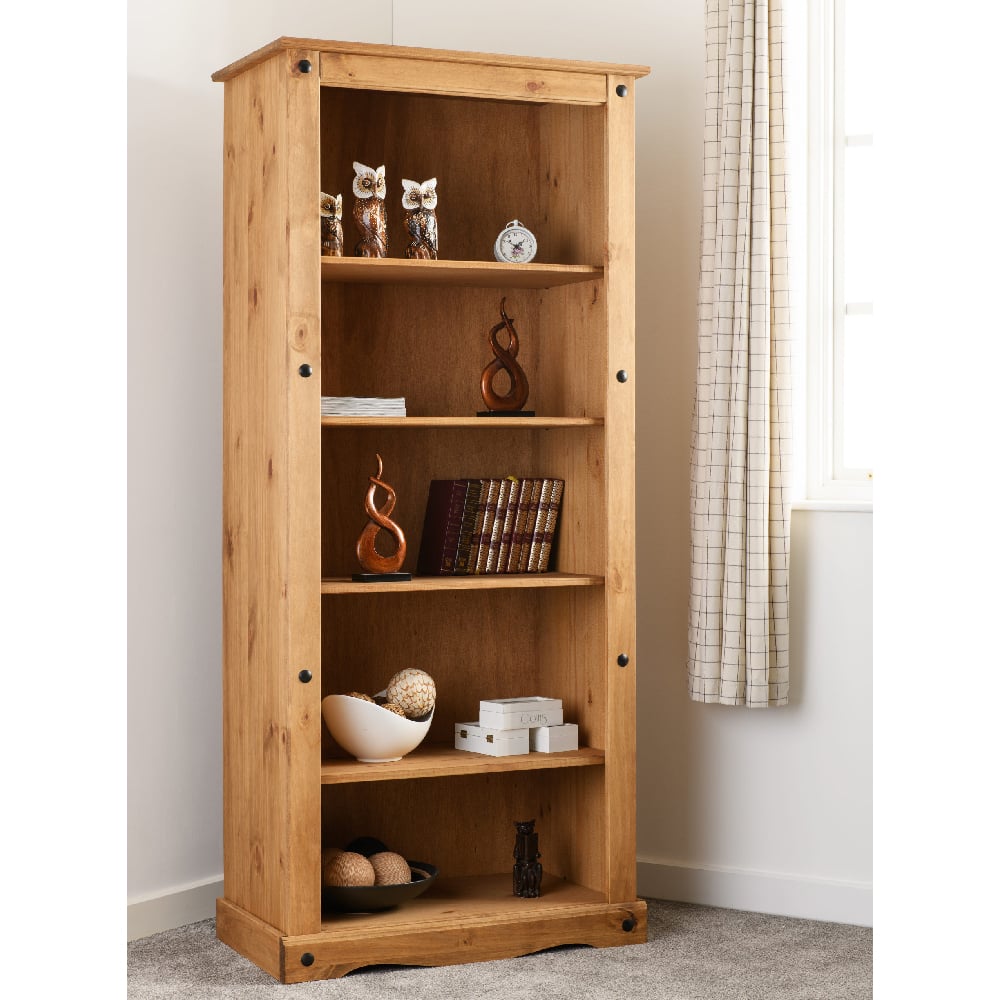 Central Wooden Bookcase With 5 Shelves In Oak