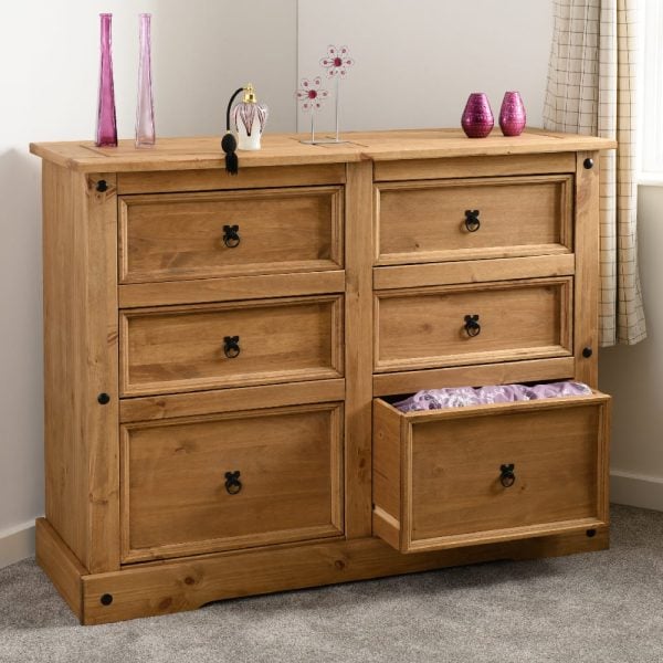Central Wooden Chest Of 6 Drawers In Oak | Bed Sava