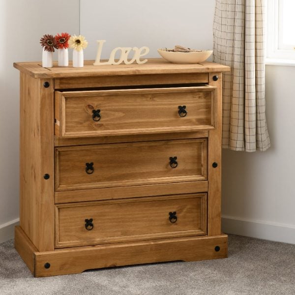 Central Wooden Chest Of 3 Drawers In Oak | Bed Sava