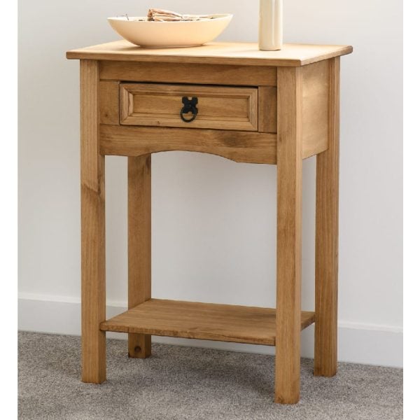 Central Wooden Console Table With 1 Drawer In Oak | Bed Sava