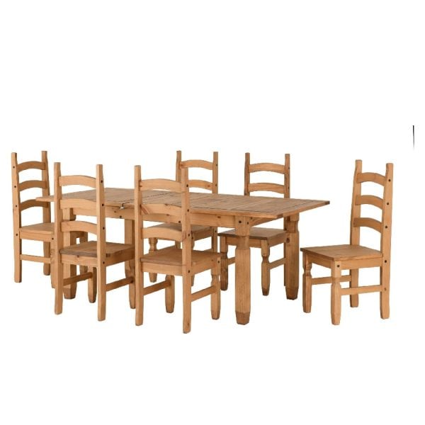 Central Wooden Extending Dining Table With 6 Chairs In Oak | Bed Sava