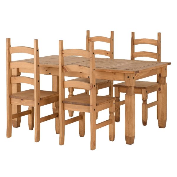 Central Wooden Extending Dining Table With 4 Oak Chairs | Bed Sava