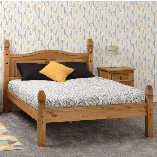 Central Wooden Low Foot Double Bed In Oak | Bed Sava