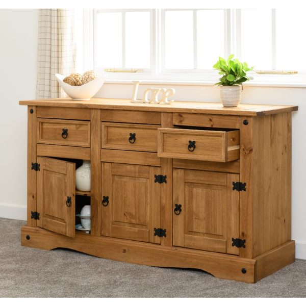 Central Wooden Sideboard With 3 Doors 3 Drawers In Oak | Bed Sava