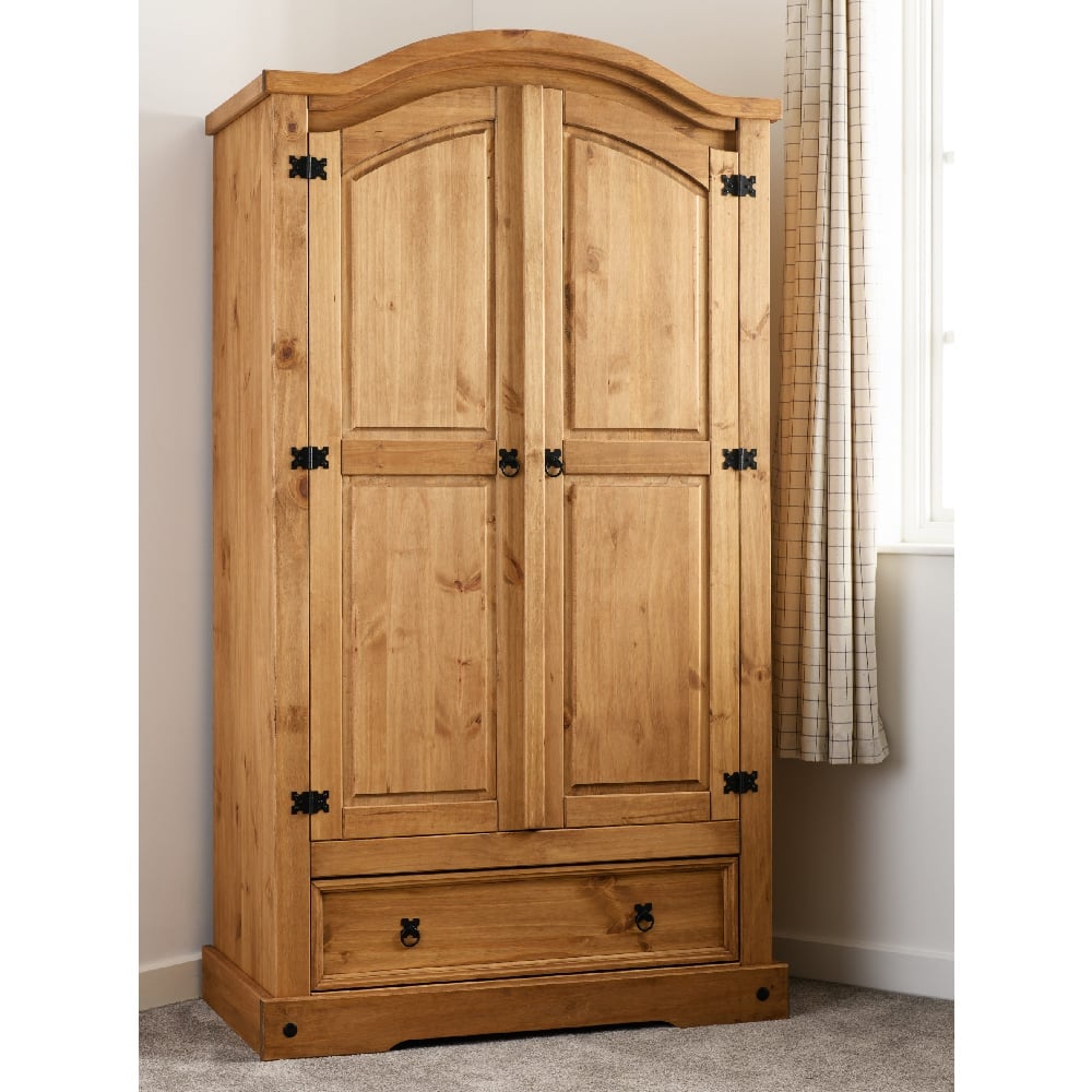 Central Wooden Wardrobe With 2 Doors 1 Drawer In Oak