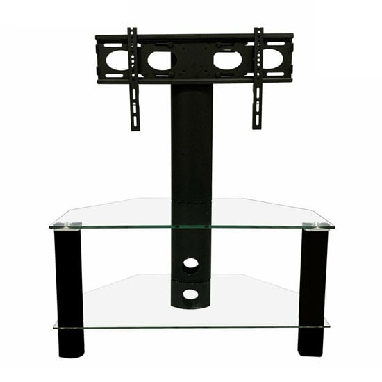 Clevedon Glass TV Stand In Black With Bracket | Bed Sava