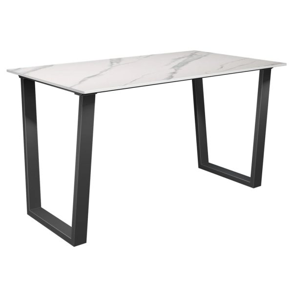Cerritos Ceramic Rectangular Dining Table In Matte White | Bed Sava