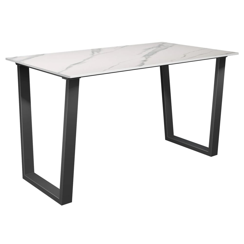 Cerritos Ceramic Rectangular Dining Table In Matte White | Bed Sava