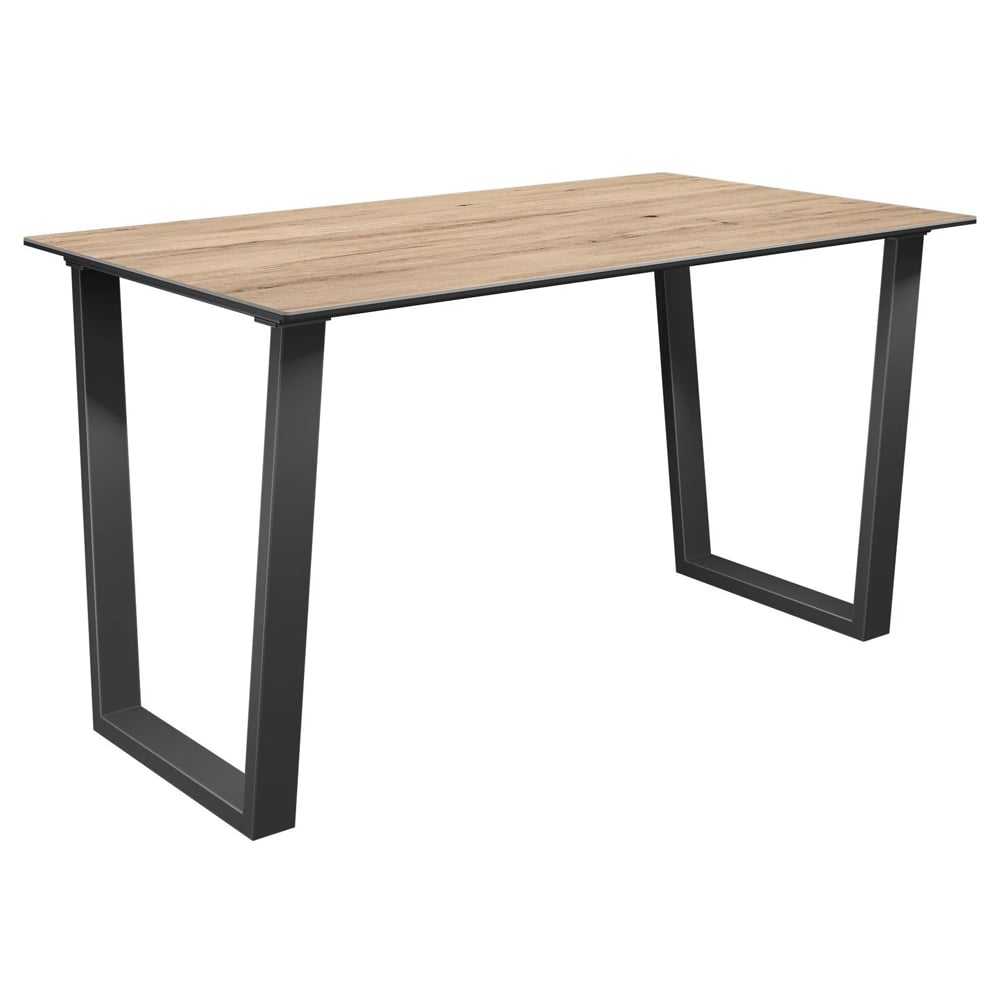 Cerritos Ceramic Rectangular Dining Table In Oak Effect | Bed Sava