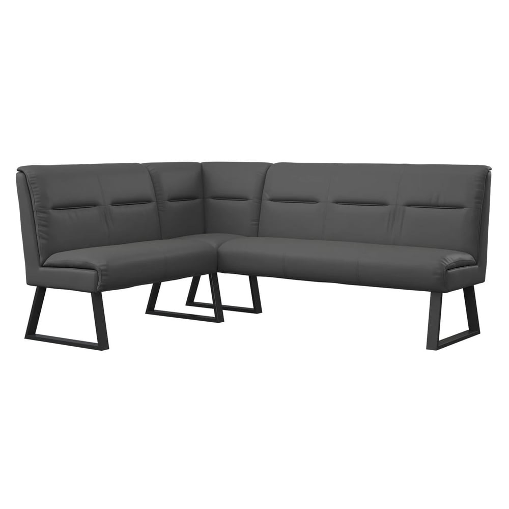 Cerritos Faux Leather Corner Sofa Bench With Metal Legs In Grey