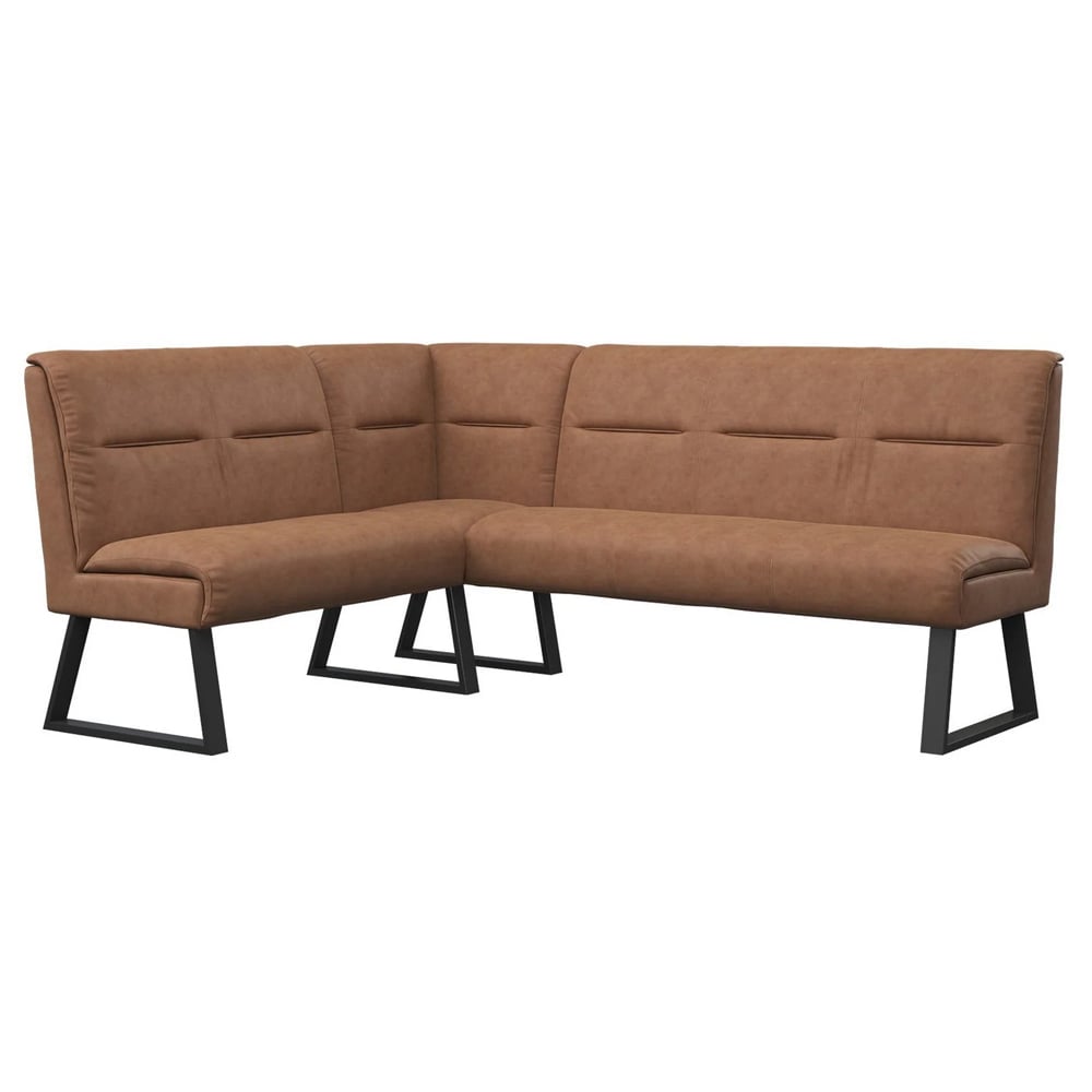Cerritos Faux Leather Corner Sofa Bench With Metal Legs In Tan