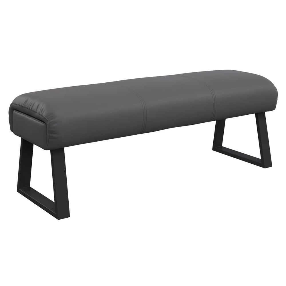 Cerritos Faux Leather Dining Bench With Metal Legs In Grey