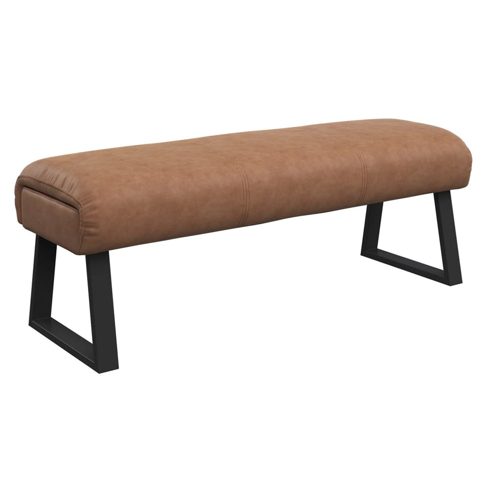 Cerritos Faux Leather Dining Bench With Metal Legs In Tan