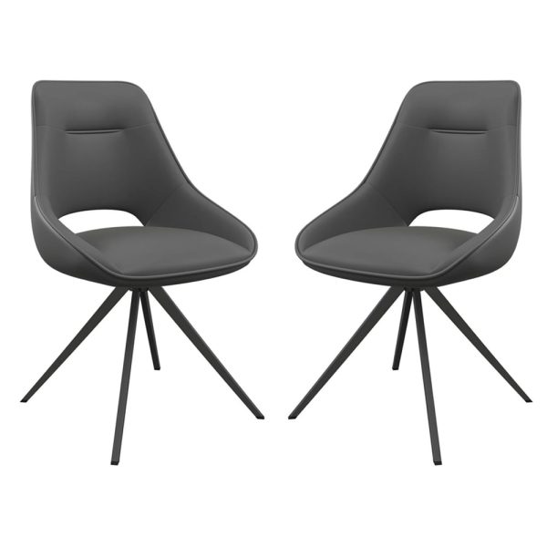 Cerritos Grey Faux Leather Dining Chairs In Pair | Bed Sava