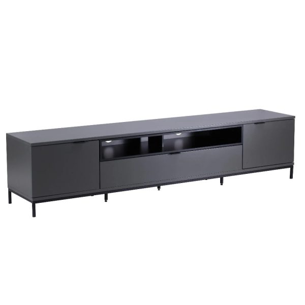 Cerritos Large Wooden TV Stand In Charcoal And Black | Bed Sava