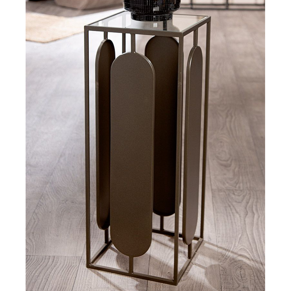 Cerritos Small Glass Metal Decorative Pillar In Anthracite