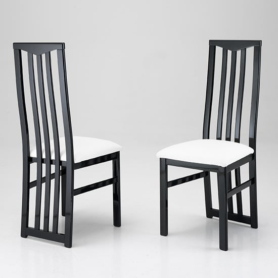 Cexa Black Wooden Dining Chairs With White Seat In Pair | Bed Sava