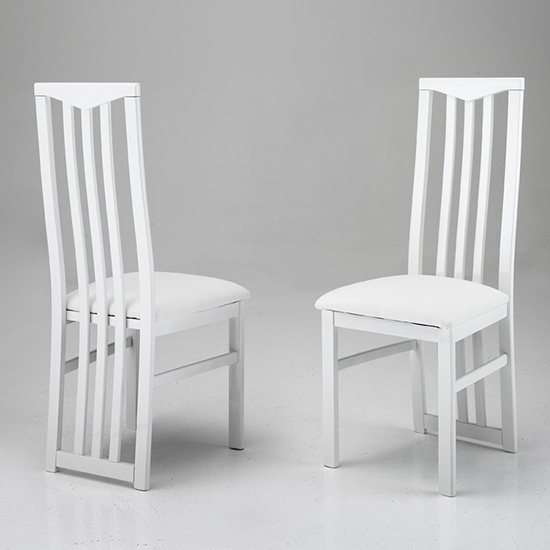 Cexa White Wooden Dining Chairs In Pair | Bed Sava