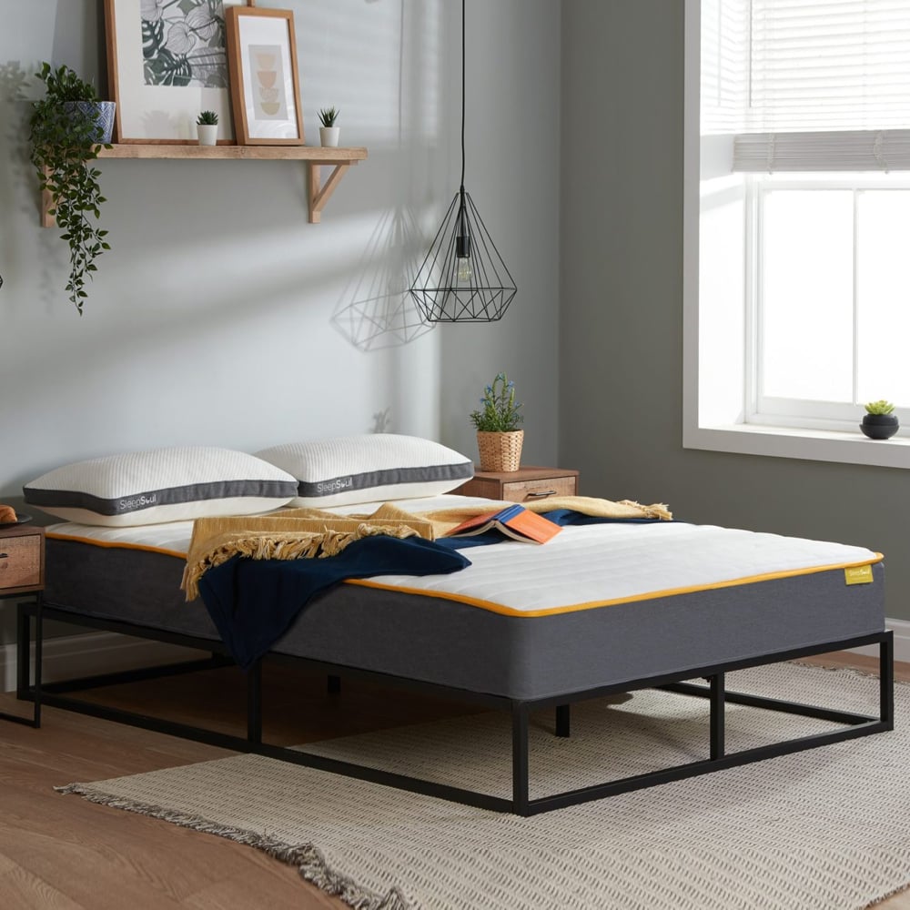 Chadron Fabric Small Double Mattress In White Blue | Bed Sava