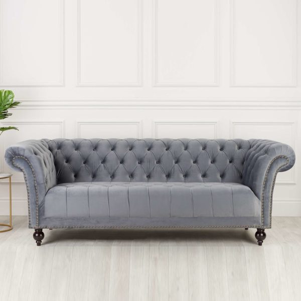 Chanter Fabric 3 Seater Sofa In Grey | Bed Sava