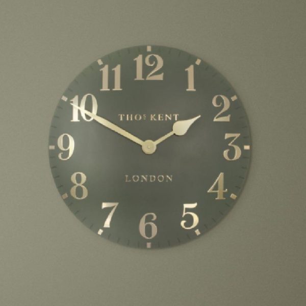 Chantilly Large Metal Mantel Clock In Lichen Green | Bed Sava