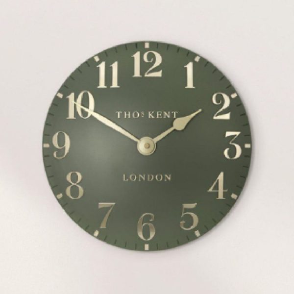 Chantilly Medium Metal Mantel Clock In Lichen Green | Bed Sava