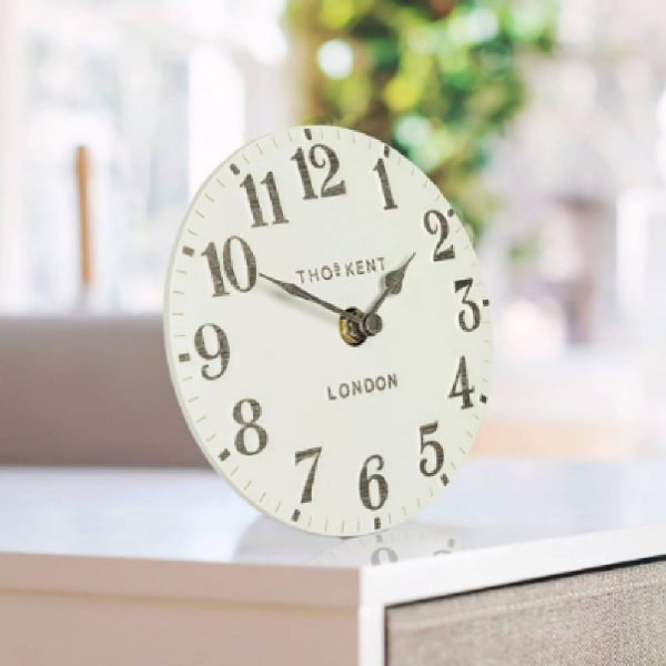 Chantilly Small Metal Mantel Clock In Limstone | Bed Sava