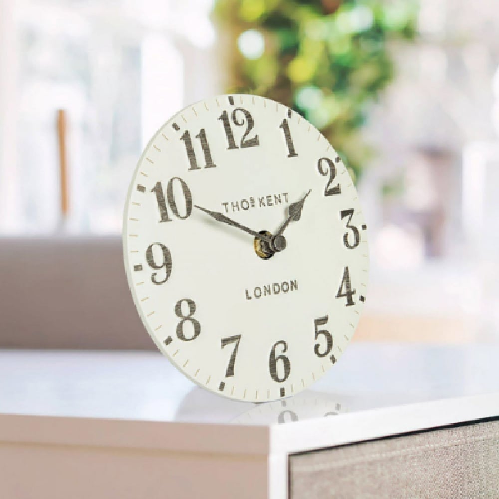 Chantilly Small Metal Mantel Clock In Limstone