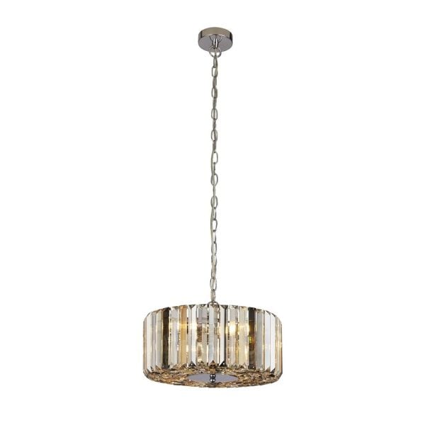 Chapeau 3 Light Crystal Shade Pendant Light In Chrome | Bed Sava