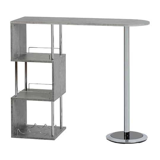 Cayuta Home Bar Table In Concrete Effect And Chrome