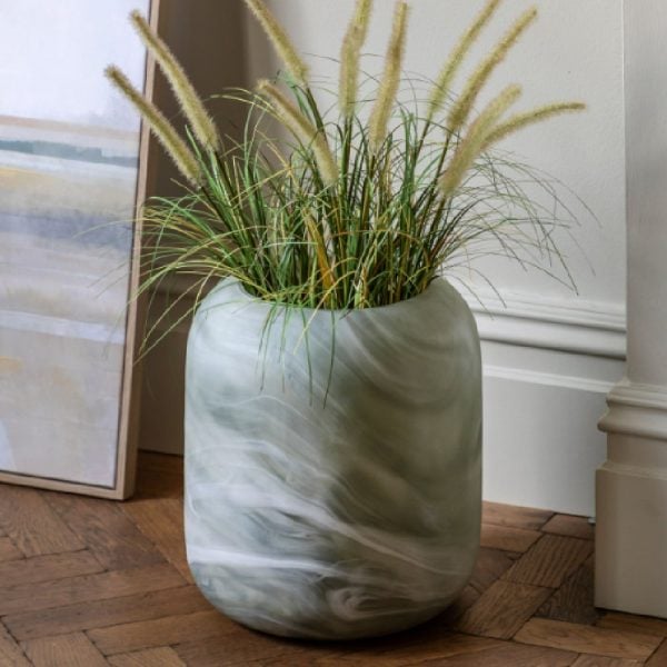 Charlotte Glass Handblown Vase In Sage | Bed Sava