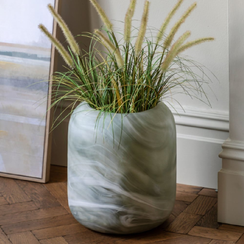 Charlotte Glass Handblown Vase In Sage | Bed Sava
